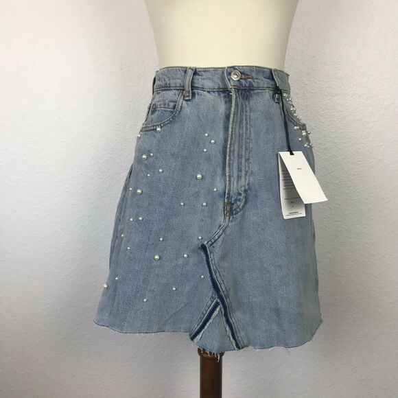 Zara Woman Cut Off A-Line Mini Jean Denim Skirt - Picture 1 of 10
